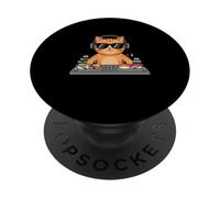 Cat DJ Eating Sushi Kawaii Japanese Music Anime DJ Boys Men PopSockets Adhesive PopGrip