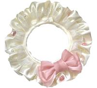 Cat Dog Bandana with Silky Bowknot Pearls Gemstones, Cute Bib Collar for Small Big Pet Accessories for Photo Shoots (Pink,XXXL)