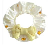 Cat Dog Bandana with Silky Bowknot Pearls Gemstones, Cute Bib Collar for Small Big Pet Accessories for Photo Shoots (Yellow,L)