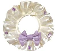 Cat Dog Bandana with Silky Bowknot Pearls Gemstones, Cute Bib Collar for Small Big Pet Accessories for Photo Shoots (Purple,XXXXL)