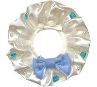 Cat Dog Bandana with Silky Bowknot Pearls Gemstones, Cute Bib Collar for Small Big Pet Accessories for Photo Shoots (Blue,M)