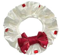 Cat Dog Bandana with Silky Bowknot Pearls Gemstones, Cute Bib Collar for Small Big Pet Accessories for Photo Shoots (Red,XL)