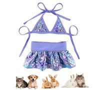 Cat Dog Bikini Set - Mermaid Scale Design Swimsuit for Small Medium Pet Adjustable Beach Bathing Suit Dress Comfortable Apparel for Pool Seaside Holiday Funny Costume (Lilac,L)
