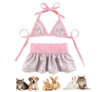 Cat Dog Bikini Set - Mermaid Scale Design Swimsuit for Small Medium Pet Adjustable Beach Bathing Suit Dress Comfortable Apparel for Pool Seaside Holiday Funny Costume (Pink,M)