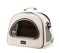 Cat Dog Carrier Bag Soft Sided Travel Ready Escape Proof Ventilated Mesh Collapsible For Walking/Hospital/shopping For Small Dogs Cats(Beige with brown)