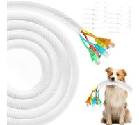Cat Dog Cord Protectors from Pets No Chew 25ft - 1/8inch，Rabbits Cable Sleeves Cord Management Puppy Proof Covers, Wire Loom Critter Cord Charger Protector Heavy Duty Split Sleeve Automotive Tv，White