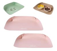 Cat Dog Food Mat, Waterproof Non Slip Leather Pet Feeding Mat for Cats and Small Dogs, Easy Clean Raised Edge to Contain Spills, BPA Free with Grippers (A-2pcs)