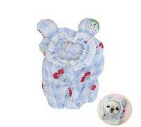 Cat & Dog Food Protective Cover, Anti-Dirt Bib with 3D Bear Ears, Made of Cotton & Lace, Cute Photo Accessories for Instagram (Blue, L)