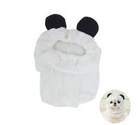 Cat & Dog Food Protective Cover, Anti-Dirt Bib with 3D Bear Ears, Made of Cotton & Lace, Cute Photo Accessories for Instagram (White, M)