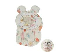 Cat & Dog Food Protective Cover, Anti-Dirt Bib with 3D Bear Ears, Made of Cotton & Lace, Cute Photo Accessories for Instagram (Beige, S)