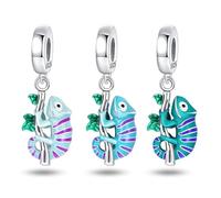 Cat Dog Glow In Dark Dreamcatcher Sea Ocean Mother Daughter Lucky Ladybird Owl Charm Bead Pendant 925 Sterling Silver Compatible With Pandora Charm Moments Bracelet (Colour Changing Chameleon Lizard)