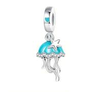 Cat Dog Glow In Dark Dreamcatcher Sea Ocean Mother Daughter Lucky Ladybird Owl Charm Bead Pendant 925 Sterling Silver Compatible With Pandora Charm Moments Bracelet (Glow In Dark Jellyfish)