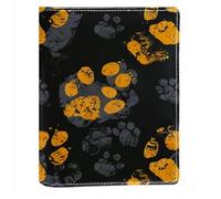 Cat Dog Gray Yellow Paws Footprints PU Leather Book Cover - Waterproof Protective Case for Books, Soft Flexible Sleeve with Anti-Scratch Design, Universal Fit for Novels Textbooks Journals