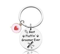 Cat Dog Groomer Gifts for Men Women Dog Groomer Keyring Gift for Dog Groomer Birthday Christmas Gifts for Cat Pet Lovers Dog Grooming Gifts for Dog Groomers Gifts Best Fluffin' Groomer Ever Keychain