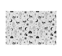 Cat Dog Halloween Goth Gothic Raven Crow Skull Sun Moon Tattoos Food Mat | Pet Feeding Mat Absorbent for Food and Water Bowl No Stains Quick Dry Dispenser Mat Dog Accessories for Messy Drinkers