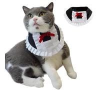 Cat Dog Maid Costume Bowtie Collar Bib Dress Up for Halloween Christmas Party Cosplay Puppy Kitten Pet Cute Bandana Scarf Accessories (Black & White, Large)