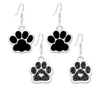Cat Dog Paw Print Earrings for Women Stainless Steel Fashion Heart Footprint Earring Cute Dog Cat Animal Paw Print Earrings, S, Alloy Steel, No Gemstone