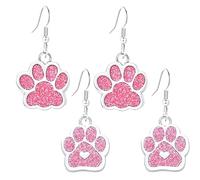 Cat Dog Paw Print Earrings for Women Stainless Steel Fashion Heart Footprint Earring Cute Dog Cat Animal Paw Print Earrings, S, Alloy Steel, No Gemstone