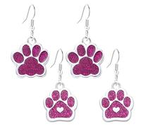 Cat Dog Paw Print Earrings for Women Stainless Steel Fashion Heart Footprint Earring Cute Dog Cat Animal Paw Print Earrings, S, Alloy Steel, No Gemstone