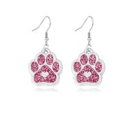 Cat Dog Paw Print Earrings for Women Stainless Steel Fashion Heart Footprint Earring Cute Dog Cat Animal Paw Print Earrings, S, Alloy Steel, No Gemstone