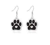 Cat Dog Paw Print Earrings for Women Stainless Steel Fashion Heart Footprint Earring Cute Dog Cat Animal Paw Print Earrings, S, Alloy Steel, No Gemstone