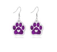 Cat Dog Paw Print Earrings for Women Stainless Steel Fashion Heart Footprint Earring Cute Dog Cat Animal Paw Print Earrings, S, Alloy Steel, No Gemstone