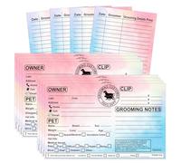Cat Dog Pet Grooming Cards 8x5 inch Groomer Client Profile Service Record Clip Card Business Data Client Page Cards for Professional Pet Groomers, Kennel Care 50 Pack (Pink)