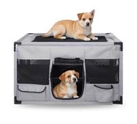Cat Dog Playpen, Fabric Mesh Dog Fence, Large Portable Soft Dogs Cat Kennel Crate, Breathable Exercise Doghouse Pet Fence Indoors/Outdoors, PVC Pipe Frame, for Small Animals, 100 * 58 * 58cm, Gray