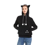 Cat Dog Pouch Hoodie Large Pet Pouch Sweatshirt Puppy Kitten Holder Carrier Pullover Shirt Unisex Hoodies, Black, XXXXL