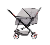 Cat/Dog Pram Stroller Easy One-Hand Fold, 4 Wheel Dog Strollers for Medium Small Dogs, Reversible Push Handle Pet Stroller Puppy & Kitten Carrier Extended Cockpit 25in(Gray a)