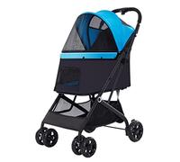 Cat/Dog Pram Stroller Easy One-Hand Fold, Dog Stroller for Medium Small Dogs Clearance, Reversible Push Handle Pet Stroller Puppy & Kitten Carrier Extended Cockpit