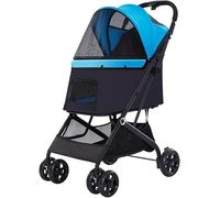 Cat/Dog Pram Stroller Easy One-Hand Fold - Perfect for Medium Small Dogs - Extendable Cockpit - Reversible Handle - Pet Carrier and Puppy/Kitten Transport Strolle