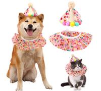 Cat Dog Princess Costumes Puppy Cat Birthday Bandana,Cute Lace Dog Bib Scarf and Christmas Hat,Cat Birthday Outfit Party Hat Dog Costumes for Small Medium Cats & Doggy