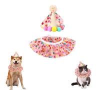 Cat Dog Princess Costumes,Puppy Cat Birthday Hat Outfit Bandana Scarf Party Hats,Cute Lace Puppy Bib Scarf Party Decorations Set for Small Medium Cats Dogs (Set)
