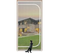 Cat Dog Screen Door, Cat Gate Screen Door Black White Multiple Sizes Double Zipper Insect Pet Safety(White,85x200cm)