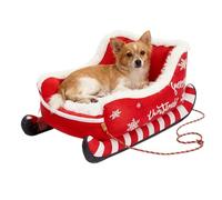 Cat Dog Sleigh Bed - Christmas Sleigh Dog Bed, Christmas Plush Pet coz-y Nest,for Winter Holiday Puppy Animal Calming Sleeping Cat Kitten Cold Weather Nights coz-y Indoor Rest