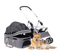 Cat Dog Stroller Carriage Pet Travel Folding Pram Carrier, Pet Dog Strollers for Medium Dogs, Detachable Pet Stroller Dog Pram Cart Cat Stroller Dog Prams Pushchairs(Grey a)