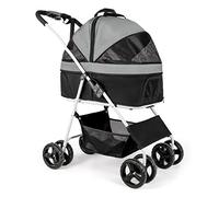 Cat Dog Stroller Carriage Travel Carrier Trolley, Pet Dog Stroller for Medium Dogs, Pet Stroller Pushchair Detachable Dog Prams Pushchairs for Small Dogs, Easy Fold(Gray a)