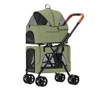 Cat Dog Stroller Double Seat for 2 Dogs/Cats - Foldable Double-Layer Pet Trolley Pushchair for Twin or Multiple - Travel Carrier Detachable Cage - Dog Pram Pet Stroller