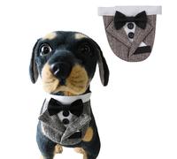Cat Dog Tuxedo Bandana Collar,Formal Dog Wedding Party Gentleman Prince Bow Tie,Adjustable Pet Neck Scarf for Cat Small Medium Large Dogs_L(Brown)