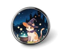 Cat Doing Experiments Round Lapel Pins Cute Enamel Pin Badge for Men/Women Tie Tack Brooch Clothing Jewelry Accessories Party Favors, Hat Suit Decorations Party Gifts