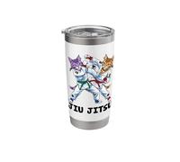 Cat Doing Jiu Jitsu in A Uniform Jiu Jitsu Wrestle Jiujitsu Stainless Steel Insulated Tumbler