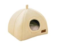 Cat Dome Bed, Plush Sleeping Nest, Thermal Insulation Lightweight Soft Material Secure Space Easy Clean Portable, Small Bed for Pet Indoor Car Travel Rest, 11.81x11.81x11.81 Inches, White