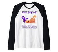 Cat Don't Judge Me You Have No Idea Fibromyalgia Awareness Raglan Baseball Tee