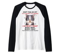 Cat Don't Piss Me Off I'm A Grumpy Old Woman I Do What Raglan Baseball Tee