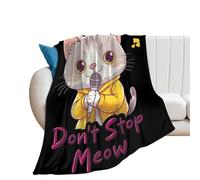 Cat Don't Stop Meow Flannel Throw Blanket Fuzzy Plush Lightweight Blankets for Couch Bed Sofa