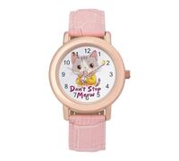 Cat Don't Stop Meow Women’s Watch Quartz Wristwatch Analog with Leather Strap for Office