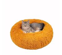 Cat Donut Bed for Indoor Cats, Calming Small Dog Bed, Fluffy Plush Puppy Kitten Cuddler Round Bed Warm Soft Pet Cosy Anti Anxiety Beds with Non-Slip Bottom, Machine Washable,Yellow,40cm/15.75”