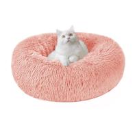 Cat Donut Bed for Indoor Cats, Calming Small Dog Bed, Fluffy Plush Puppy Kitten Cuddler Round Bed Warm Soft Pet Cosy Anti Anxiety Beds with Non-Slip Bottom, Machine Washable,Light Pink,40cm/15.75”