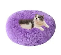 Cat Donut Bed for Indoor Cats, Calming Small Dog Bed, Fluffy Plush Puppy Kitten Cuddler Round Bed Warm Soft Pet Cosy Anti Anxiety Beds with Non-Slip Bottom, Machine Washable,Purple,40cm/15.75”